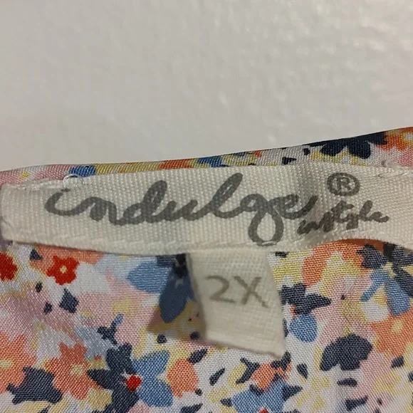 Ladies Blue/Pink Floral Dress with Flutter Sleeves Size 2x - Picture 3 of 11